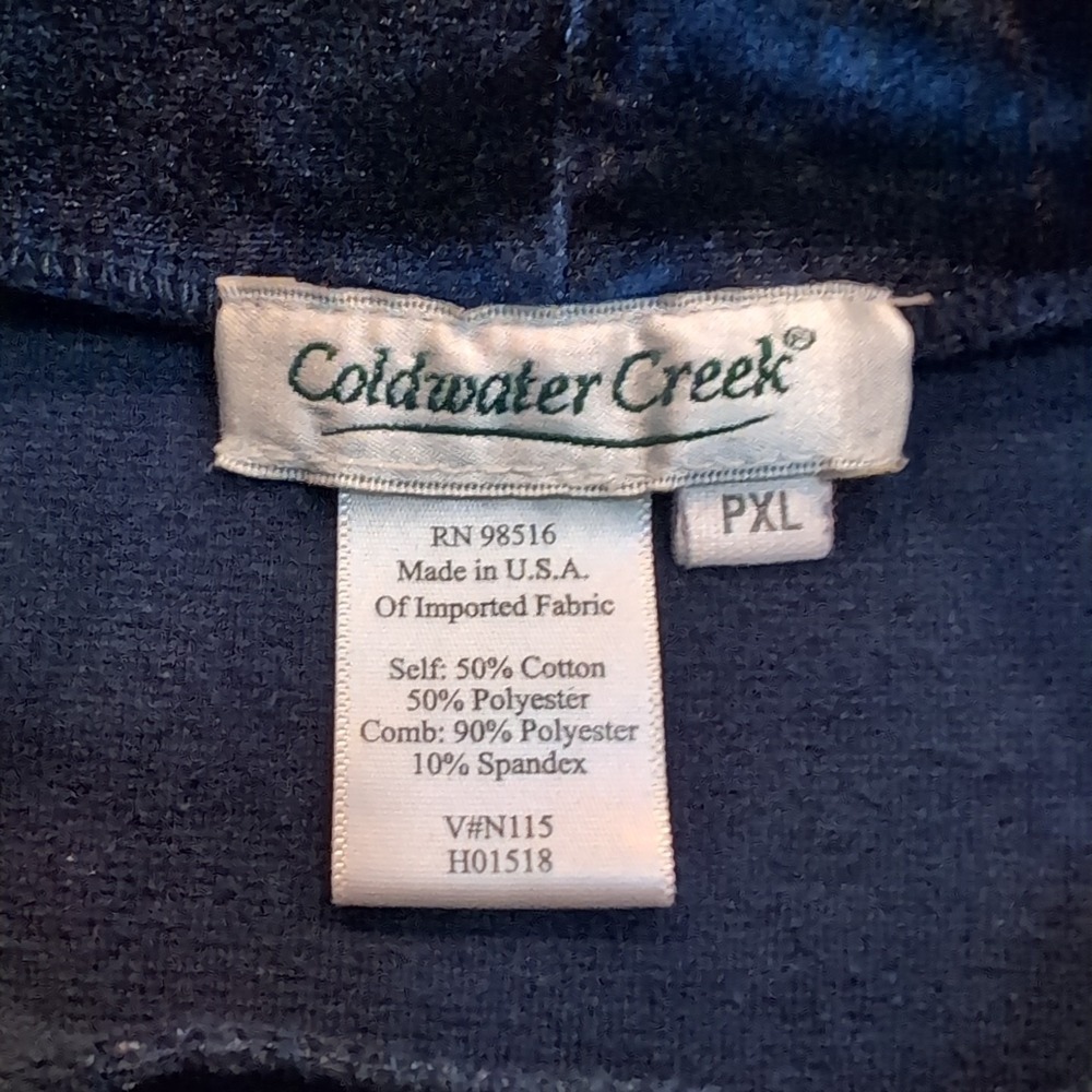 Coldwater Creek Women's‎ Petite XL Cotton Blend Shirt W/ Velvet Turtle Neck Navy - Picture 5 of 5